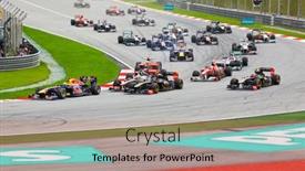  Presentation with race track - PPT layouts featuring sepang-malaysia-april-10-cars background and a coral colored foreground