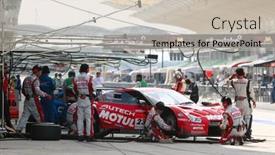  Presentation with car nissan - Audience pleasing theme consisting of smiling couple in winter fashion holding poster against red vignette backdrop and a lemonade colored foreground