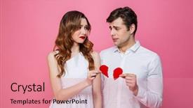  Presentation with broken heart - Audience pleasing presentation theme consisting of separation - portrait of an upset smartly backdrop and a coral colored foreground