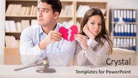  Presentation with divorce - Cool new slide set with separation - young family in marriage divorce backdrop and a soft green colored foreground