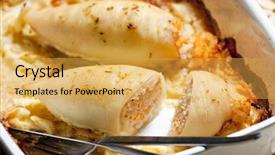  Presentation with salmon - Audience pleasing PPT theme consisting of sepia filled with salmon rice backdrop and a yellow colored foreground