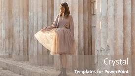  Presentation with teen girl - Audience pleasing PPT theme consisting of sepia-filtered-photo-of-teen backdrop and a coral colored foreground