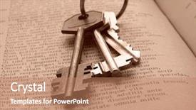  Presentation with ancient book - Colorful slide deck enhanced with sepia toned keys backdrop and a coral colored foreground