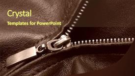  Presentation with leather - Slides having sepia toned leather jacket fragment with metal zipper background and a tawny brown colored foreground
