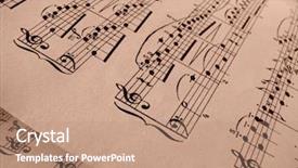  Presentation with old music - Colorful theme enhanced with sepia toned old musical notes backdrop and a coral colored foreground