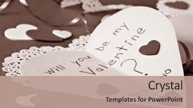  Presentation with yes - Slides featuring child's handmade card background and a coral colored foreground