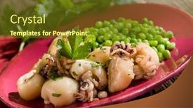  Presentation with healthy food - Audience pleasing slide deck consisting of sepia-with-peas-healthy-food backdrop and a tawny brown colored foreground