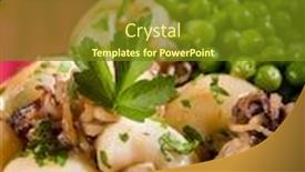  Presentation with peas - Colorful PPT theme enhanced with sepia-with-peas-heathy-food backdrop and a tawny brown colored foreground