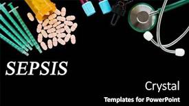  Presentation with sepsis - Slide deck with sepsis-text-on-medical-background background and a black colored foreground