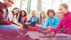  Presentation with young children - Presentation theme featuring sept 11 - group of young children hanging background and a  colored foreground
