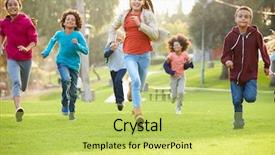  Presentation with children running - Presentation featuring sept 11 - group of young children running background and a yellow colored foreground