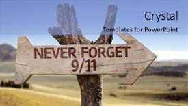  Presentation with forget - Presentation theme featuring september 11 attack - never forget 9 11 wooden background and a light blue colored foreground