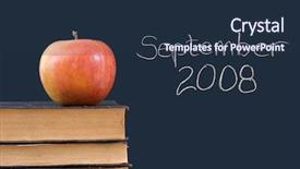  Presentation with apple on open books - Amazing presentation theme having september 2008 written on blackboard backdrop and a  colored foreground