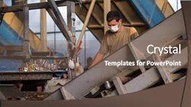  Presentation with 2018 - Colorful presentation theme enhanced with september 2018 - trash sorting factory backdrop and a violet colored foreground