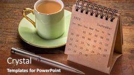  Presentation with wood rustic - Cool new PPT layouts with september-2020-spiral-desktop-calendar backdrop and a tawny brown colored foreground