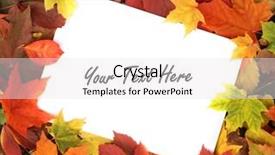  Presentation with autumn - Theme with mountains - skier skiing downhill in high background and a light gray colored foreground.