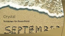  Presentation with wave - Theme having september-inscription-on-the-sand background and a coral colored foreground