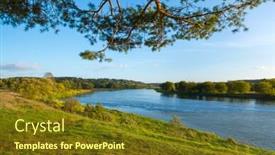  Presentation with river - PPT theme having september-landscape-of-neris-river background and a tawny brown colored foreground