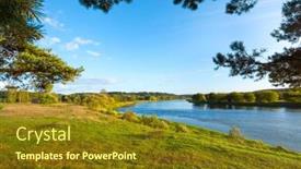  Presentation with river - PPT layouts consisting of september-landscape-of-neris-river background and a tawny brown colored foreground