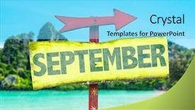  Presentation with beach - Slides with september sign with beach background background and a arctic colored foreground