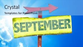  Presentation with satellite in a dark sky - Audience pleasing slides consisting of september sign with sky background backdrop and a light blue colored foreground