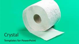  Presentation with toilet - Amazing theme having septic - toilet paper on green background backdrop and a teal colored foreground