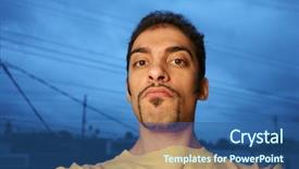  Presentation with look - Presentation enhanced with septic - young man with sceptical look background and a  colored foreground