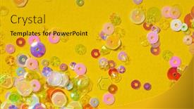  Presentation with yellow - PPT theme enhanced with sequins-on-the-yellow-background background and a gold colored foreground