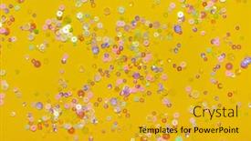  Presentation with yellow envelope the stamped - Theme with sequins-on-the-yellow-background background and a gold colored foreground