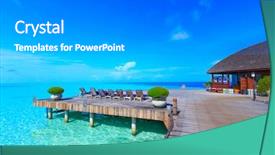  Presentation with maldives - PPT theme featuring sera - beach with water bungalows background and a  colored foreground