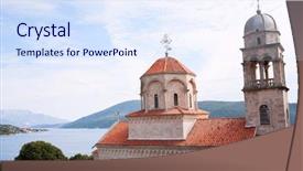 Presentation with orthodox - PPT theme with serb orthodox savina monastery in montenegro europe background and a sky blue colored foreground