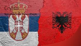 Presentation with concrete cracked - Theme having serbia-and-albania-flags-cracked background and a red colored foreground