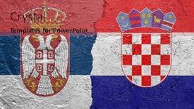  Presentation with cracked wall - Slide deck consisting of serbia-and-croatia-flags-cracked background and a red colored foreground