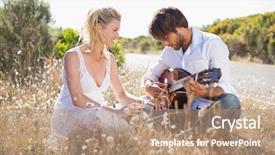  Presentation with guitar - Audience pleasing presentation theme consisting of serenading his girlfriend with guitar backdrop and a coral colored foreground