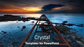  Presentation with long bridge - Colorful slides enhanced with serene-beach-view-in-mild backdrop and a ocean colored foreground