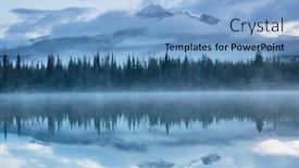  Presentation with serene - Presentation featuring serene beautiful lake in morning mountains oregon usa background and a light blue colored foreground