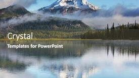  Presentation with serene - Slide deck having serene beautiful lake in morning mountains oregon usa background and a dark gray colored foreground