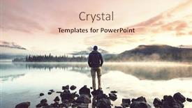  Presentation with beautiful mountains river lake sky nature - Beautiful PPT theme featuring serene-beautiful-lake-in-morning backdrop and a lemonade colored foreground