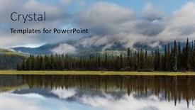  Presentation with serene - Cool new slide set with serene-beautiful-lake-in-morning backdrop and a light blue colored foreground