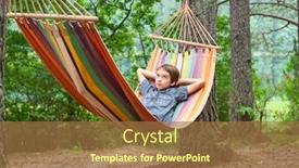  Presentation with serene - Slides consisting of serene boy lying in striped hammock outdoors background and a coral colored foreground