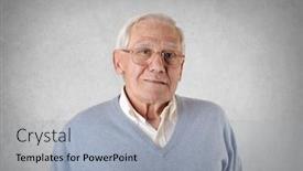  Presentation with serene - PPT layouts having serene-elderly-man background and a light gray colored foreground