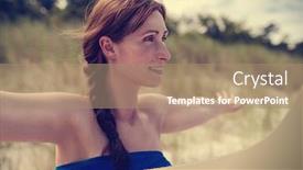  Presentation with serene - Slides having serene female with outstretched arms background and a coral colored foreground