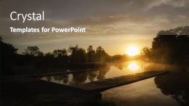  Presentation with misty - Colorful presentation design enhanced with serene misty morning on likeside sunrise with fog on uby lake gers region france backdrop and a violet colored foreground