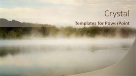  Presentation with morning sunrise - PPT theme having serene misty morning on likeside sunrise with fog on uby lake gers region france background and a lemonade colored foreground