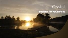  Presentation with misty - Colorful slide set enhanced with serene-misty-morning-on-likeside backdrop and a gray colored foreground