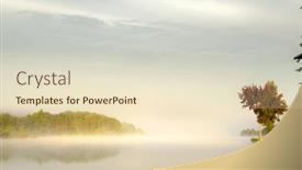  Presentation with misty - Slide deck having serene-misty-morning-on-likeside background and a soft green colored foreground