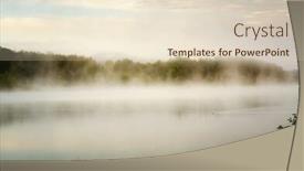  Presentation with morning sunrise - Cool new slide deck with serene-misty-morning-on-likeside backdrop and a lemonade colored foreground