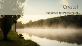  Presentation with misty - PPT theme enhanced with serene-misty-morning-on-likeside background and a soft green colored foreground