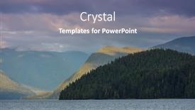  Presentation with mountain water - PPT theme consisting of serene scene by the mountain lake in canada with reflection of the rocks in the calm water background and a gray colored foreground