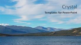  Presentation with mountain water - Colorful slides enhanced with serene scene by the mountain lake in canada with reflection of the rocks in the calm water backdrop and a light blue colored foreground